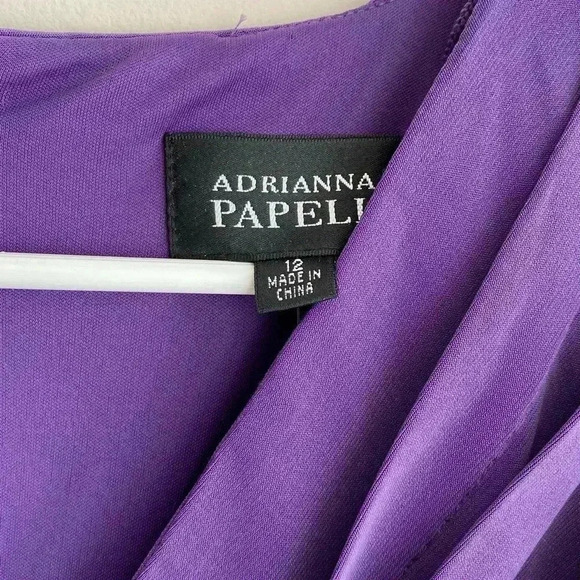 Adrianna Papell Purple Sheath Dress with Flutter Sleeves & Shutter Pleats - Picture 7 of 16